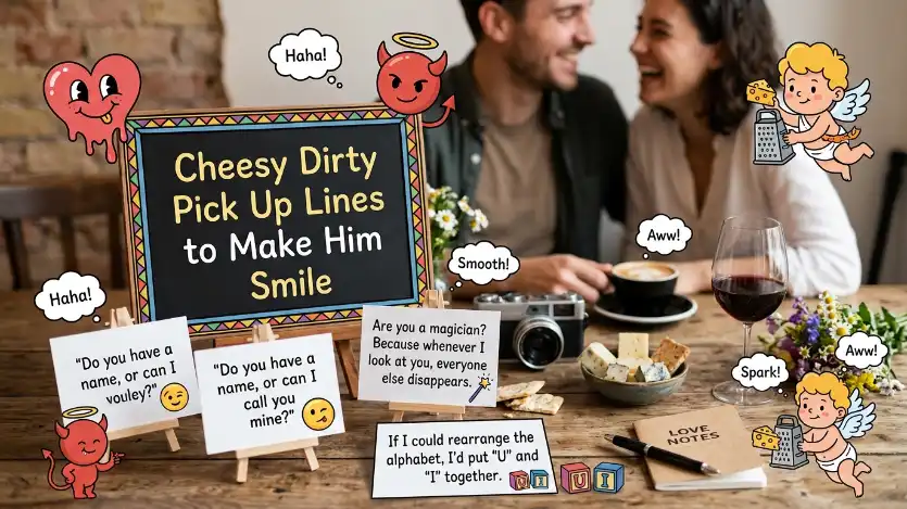 Cheesy Dirty Pick Up Lines to Make Him Smile Image