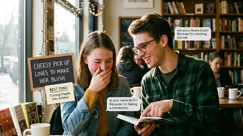 cheesy pick up lines to make her blush image