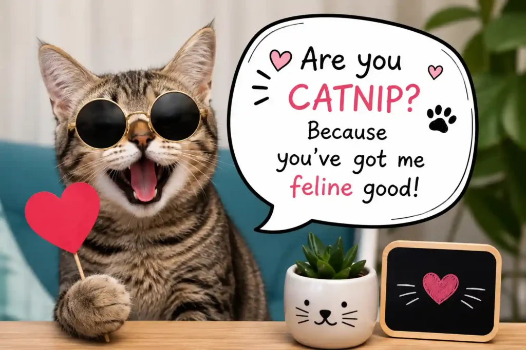funny cat pick up lines image